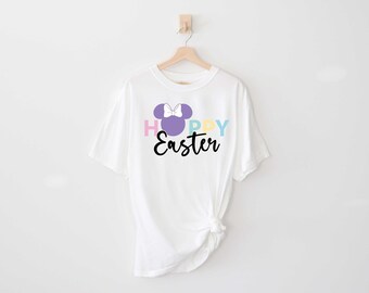 Happy Easter Minnie Shirt, Comfort Colors Shirt, Minnie Easter Shirt, Easter Bunny Shirt, Cartoon Shirt, Women Easter Shirt, Bunny Shirt