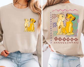 Lion King Sweatshirt, Simba & Nala Vintage Pullover, Disney Retro African Print Sweater, Unisex Cozy Cartoon Hoodie