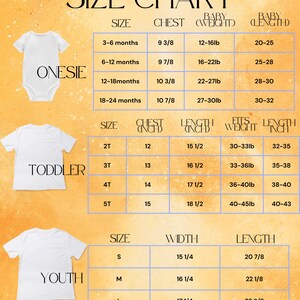 the size chart for a baby's bodysuit is shown