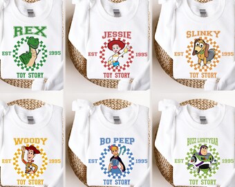 Toy Story Character T-Shirts, Woody, Buzz, Jessie, Rex, Bo Peep, Slinky Family Tees, Matching Disney Trip Shirts