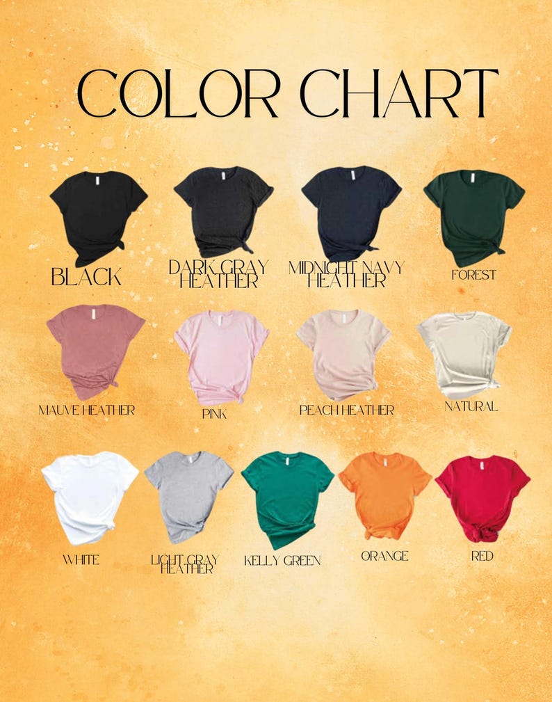 the color chart for a women's t - shirt