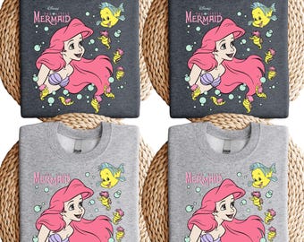 The Little Mermaid T-shirt, Disney Ariel Shirt, Flounder Sweatshirt, Vintage Mermaid Crewneck, Ariel & Flounder Shirt, Gift for Disney Fan