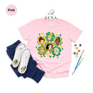 Camiseta de princesa de San Patricio, camiseta de princesa Disney, camiseta de Elsa de la suerte, sudadera de San Patricio, camiseta de San Patricio para niña, camiseta de trébol de la suerte imagen 1