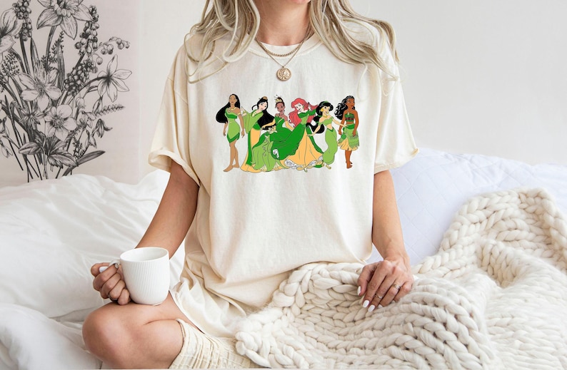 Comfort Color Shirt, St Paddy's Princess Shirt, Disney Princess Tee, St Patrick's Tee, Pocahontas Shirt, Ariel Tee, Irish Shirt, Mulan Shirt image 1