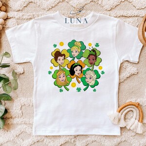 Camiseta de princesa de San Patricio, camiseta de princesa Disney, camiseta de Elsa de la suerte, sudadera de San Patricio, camiseta de San Patricio para niña, camiseta de trébol de la suerte imagen 4
