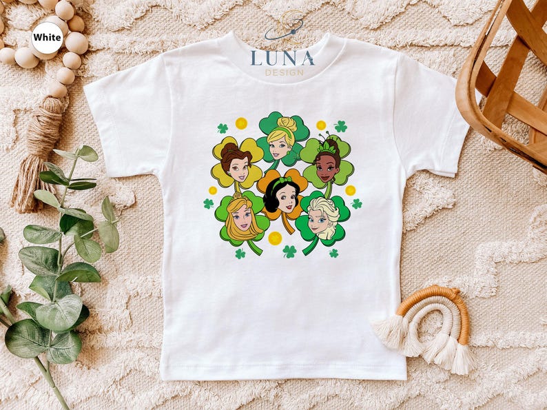 Camiseta de princesa de San Patricio, camiseta de princesa Disney, camiseta de Elsa de la suerte, sudadera de San Patricio, camiseta de San Patricio para niña, camiseta de trébol de la suerte imagen 4