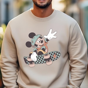 Mickey Mouse Skater T-Shirt, Retro Disney Skateboarding Tee, Casual Skate Shirt, Cool Aesthetic Skateboarder Gift, Urban Style Outfit