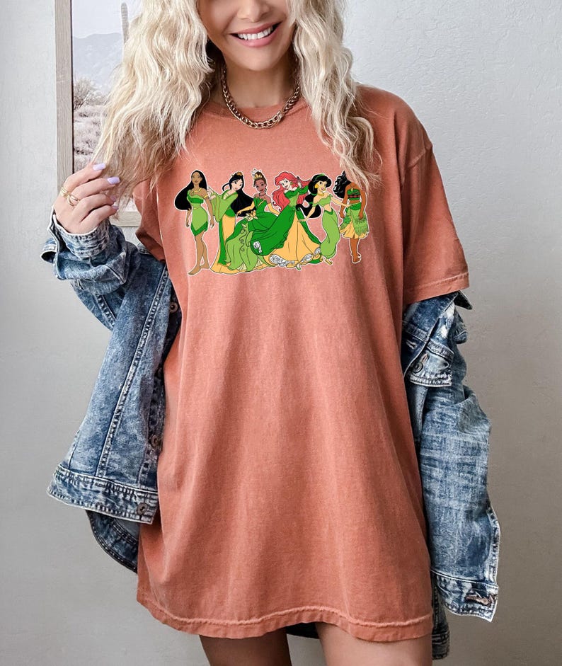 Comfort Color Shirt, St Paddy's Princess Shirt, Disney Princess Tee, St Patrick's Tee, Pocahontas Shirt, Ariel Tee, Irish Shirt, Mulan Shirt image 7