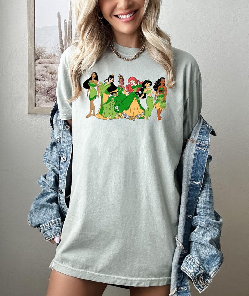Comfort Color Shirt, St Paddy's Princess Shirt, Disney Princess Tee, St Patrick's Tee, Pocahontas Shirt, Ariel Tee, Irish Shirt, Mulan Shirt image 2