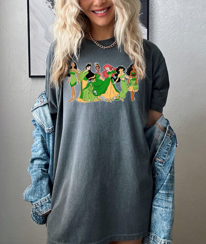 Comfort Color Shirt, St Paddy's Princess Shirt, Disney Princess Tee, St Patrick's Tee, Pocahontas Shirt, Ariel Tee, Irish Shirt, Mulan Shirt image 8