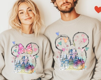 Mickey and Minnie Castle Sweatshirt, Matching Disney Couple Sweatshirts, Disney World Outfit, Cute Disney Sweatshirt