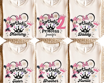 Minnie Mouse Birthday Girl Sweatshirt | Family Matching T-Shirt for Disney Party | Cute Birthday Outfit