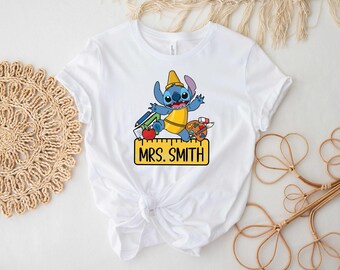 Personalized Teacher Shirt, Custom Tee, Stitch Teacher Tee, Custom Stitch Tee, Stitch School Shirt, Teachers Name Tee, 1st Grade Teacher Tee