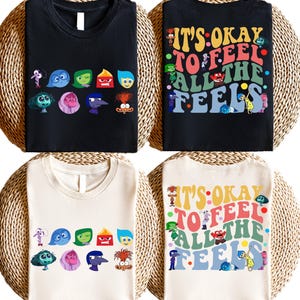 Mental Health Shirt, It&#39;s Okay to Feel All the Feels Tee, Inside Out Inspired T-Shirt, Pixar Movie Tee, Unisex Disney Top, Gift for Fans