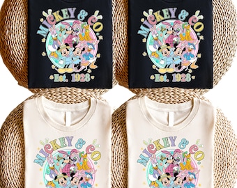 Mickey & Co. EST. 1928 T-Shirt Vintage Disney Tee Classic Mickey Mouse Shirt Retro Cartoon Fan Gift Disney Theme Park Outfit