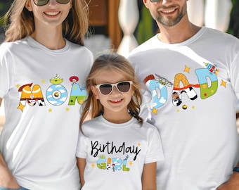 Toy Story Birthday  Shirt, Personalized Kids Party T-Shirt, Custom Name Pixar Tee, Woody & Buzz Lightyear Birthday Outfit, Toddler Gift