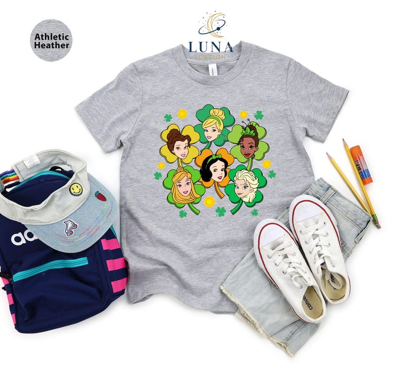 Camiseta de princesa de San Patricio, camiseta de princesa Disney, camiseta de Elsa de la suerte, sudadera de San Patricio, camiseta de San Patricio para niña, camiseta de trébol de la suerte imagen 2