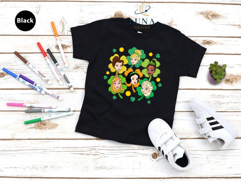 Camiseta de princesa de San Patricio, camiseta de princesa Disney, camiseta de Elsa de la suerte, sudadera de San Patricio, camiseta de San Patricio para niña, camiseta de trébol de la suerte imagen 3