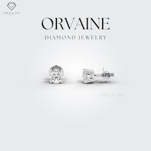 Classic Round Cut Diamond Stud Earrings | 1 TCT Lab-Grown or Moissanite | 4-Prong Claw Setting | 14K/18K Gold | Timeless Everyday Jewelry