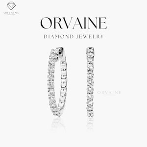 1 TCT Round Cut | 14K Gold | 24 Lab Diamond or Moissanite Hoop Earrings | Trellis Prong Braided Design | Elegant Bridal Everyday Her Jewelry