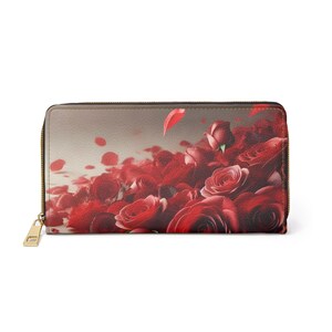 Cartera con cremallera floral, cartera con pétalos de rosa, elegante cartera para mujer, regalo para ella, imprescindible para bodas, regalo de aniversario