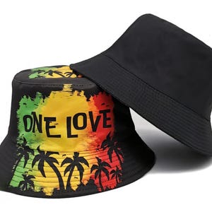 Reversible Jamaica Bucket Hat – Rasta Colors & Black 