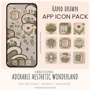 iOS 18 Icons Adorable Aesthetic Wonderland Cute App Icons & Social Media Covers for iPhone and Android Theme Digital Stickers Icon Pack