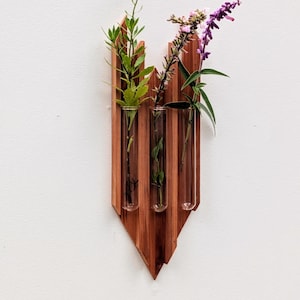 Redwood Wall Vase: Propagation Station with Glass Tubes