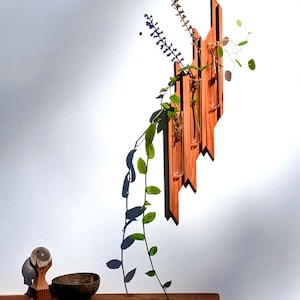 Redwood Wall Vase: Modern Propagation Station with Glass Tubes