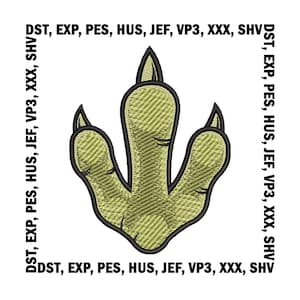 恐竜の足跡刺繍デザイン、恐竜の足跡刺繍ファイル - 9サイズ、子供服用T-Rex刺繍パターン - デジタルダウンロード