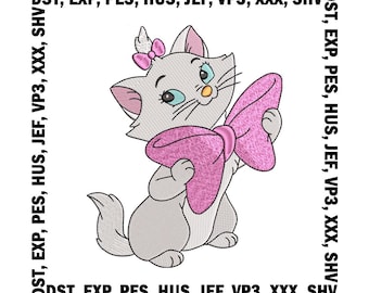 Kitten Marie Embroidery Design, Cat Embroidery Files - 6 Sizes, Digital Download