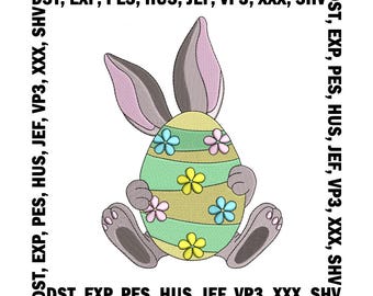Easter Bunny with Egg Embroidery Design, 7 Sizes (Digital Download)