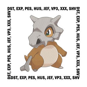 Pokemon Cubone Stickdatei, Stickdatei, Anime Stickdatei - 8 Grössen, Kawaii Cartoon Stickmuster