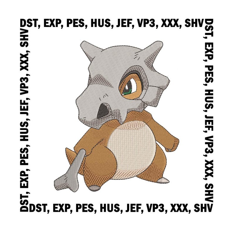 Cubone Pokemon Embroidery Design, Kawaii Anime Applique (digital File ...