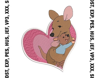 Borduurontwerp Kanga en Roo, Winnie the Pooh-borduurbestanden - 5 maten, digitale download