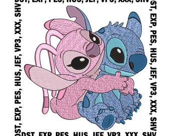 Diseño de bordado Stitch & Angel: Lilo y Stitch, 7 tamaños (descarga instantánea)