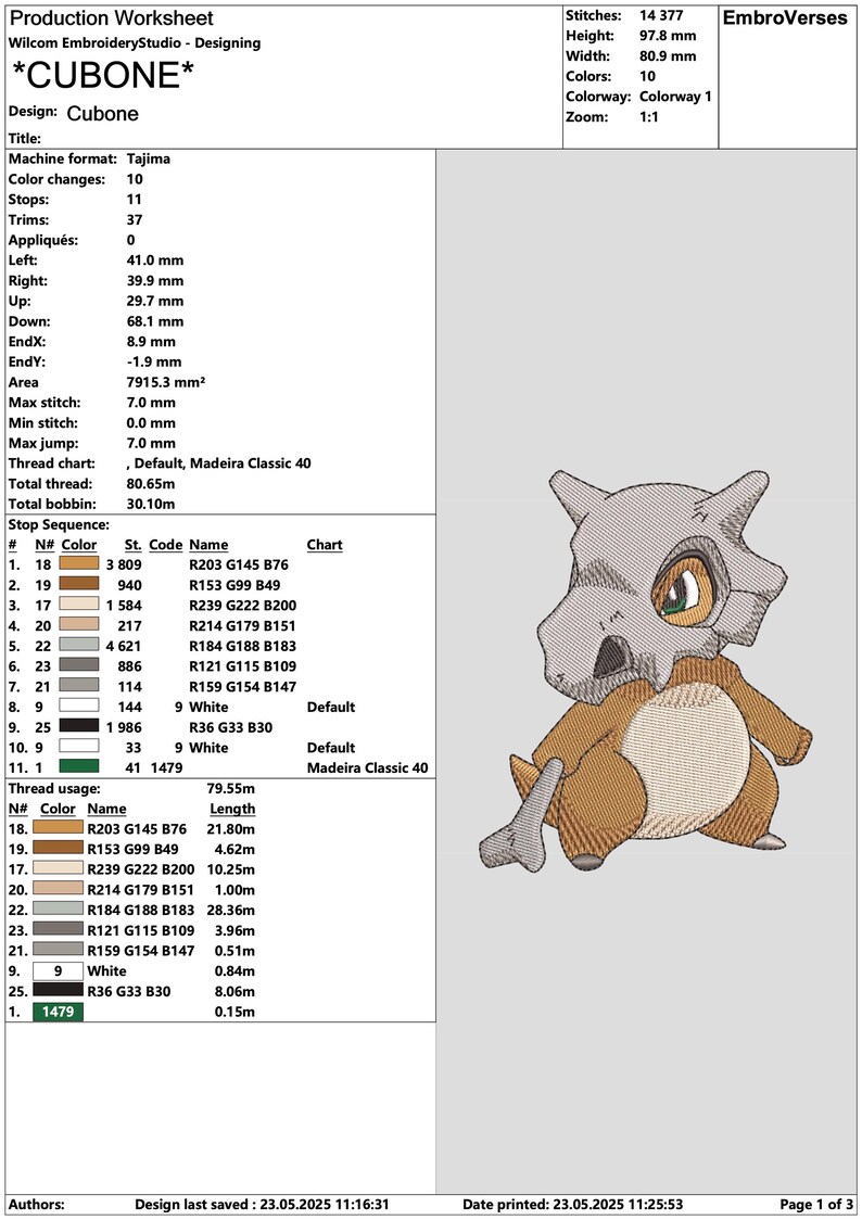 Cubone Pokemon Embroidery Design, Kawaii Anime Applique (digital File ...