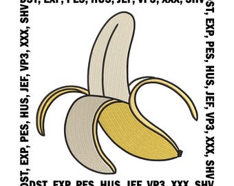 Diseño de bordado de plátano: Patrón de aplicación de fruta madura (Descarga digital)