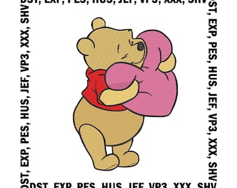 Diseño de bordado de osito de miel, archivos de bordado de Winnie the Pooh (descarga digital)