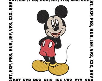 Design de bordado de rato de desenho animado retrô: padrão de aplique, 7 tamanhos (download digital)
