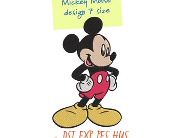 Musse Pigg broderidesign, klassisk Disney-figur broderimaskinfil - 7 storlekar, digital nedladdning
