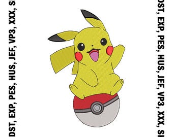 Pikachu Embroidery Design, Pokeball Embroidery File (Download)