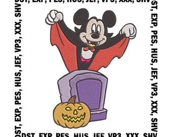 Mickey Vampire Embroidery Design, Halloween Machine Embroidery File - 7 Sizes, Digital download