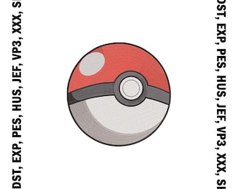 Pokeball Embroidery Design: 5 Sizes (Design File Download)