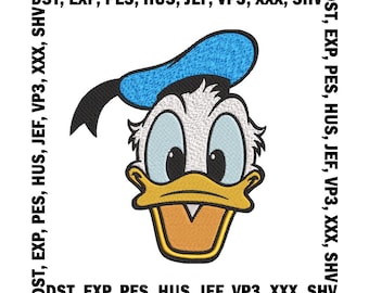 Diseño de bordado del Pato Donald, archivos de bordado clásicos de Disney - 7 tamaños, descarga digital