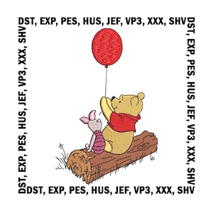 Winnie the Pooh and Piglet Stickmuster, Poohs Freunde Stickdateien - 6 Größen, digitaler Download