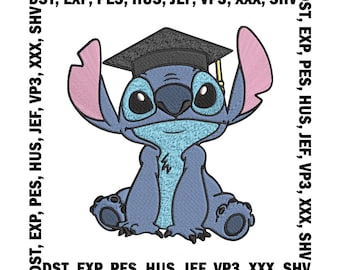 Diseño de bordado de punto de graduación: Graduado extraterrestre (descarga digital)