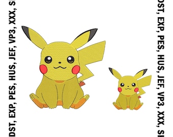Pikachu Embroidery Design, Anime Embroidery Files - 7 Sizes, Digital download