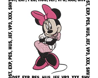 Minnie Mouse Embroidery Design, Cartoon Embroidery Files - 7 Sizes, Digital download