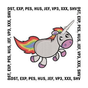 Rainbow Unicorn Embroidery Design: Fantasy Machine Embroidery Files (Digital Download)